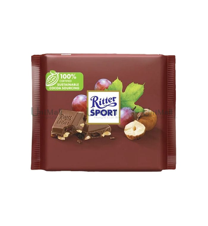 Ritter Sport Chocolate nhân nho khô và hạt phỉ