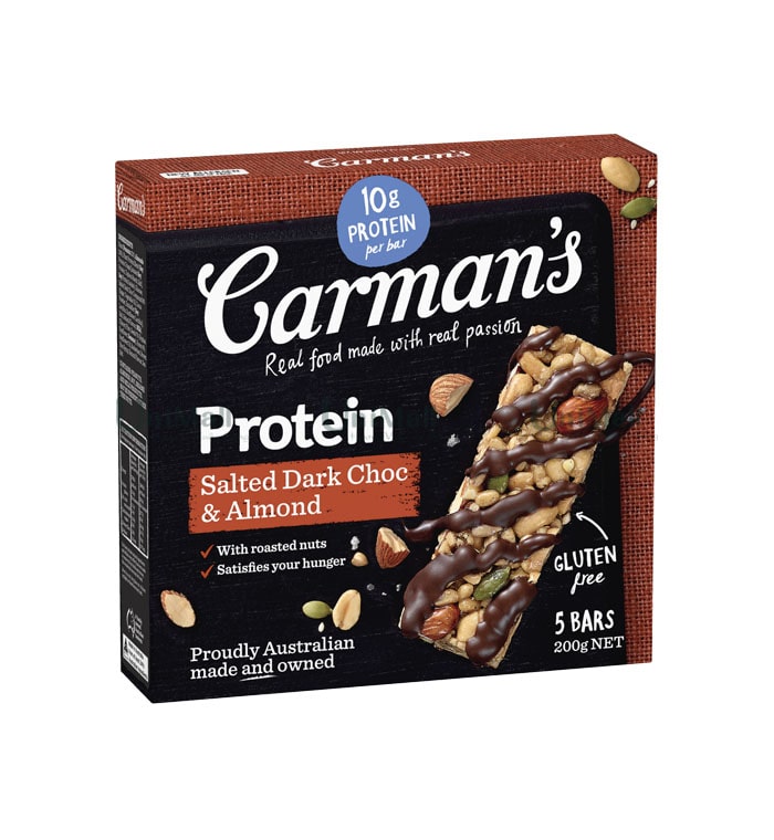SALTED DARK CHOCOLATE & ALMOND PROTEIN BARS Carman's